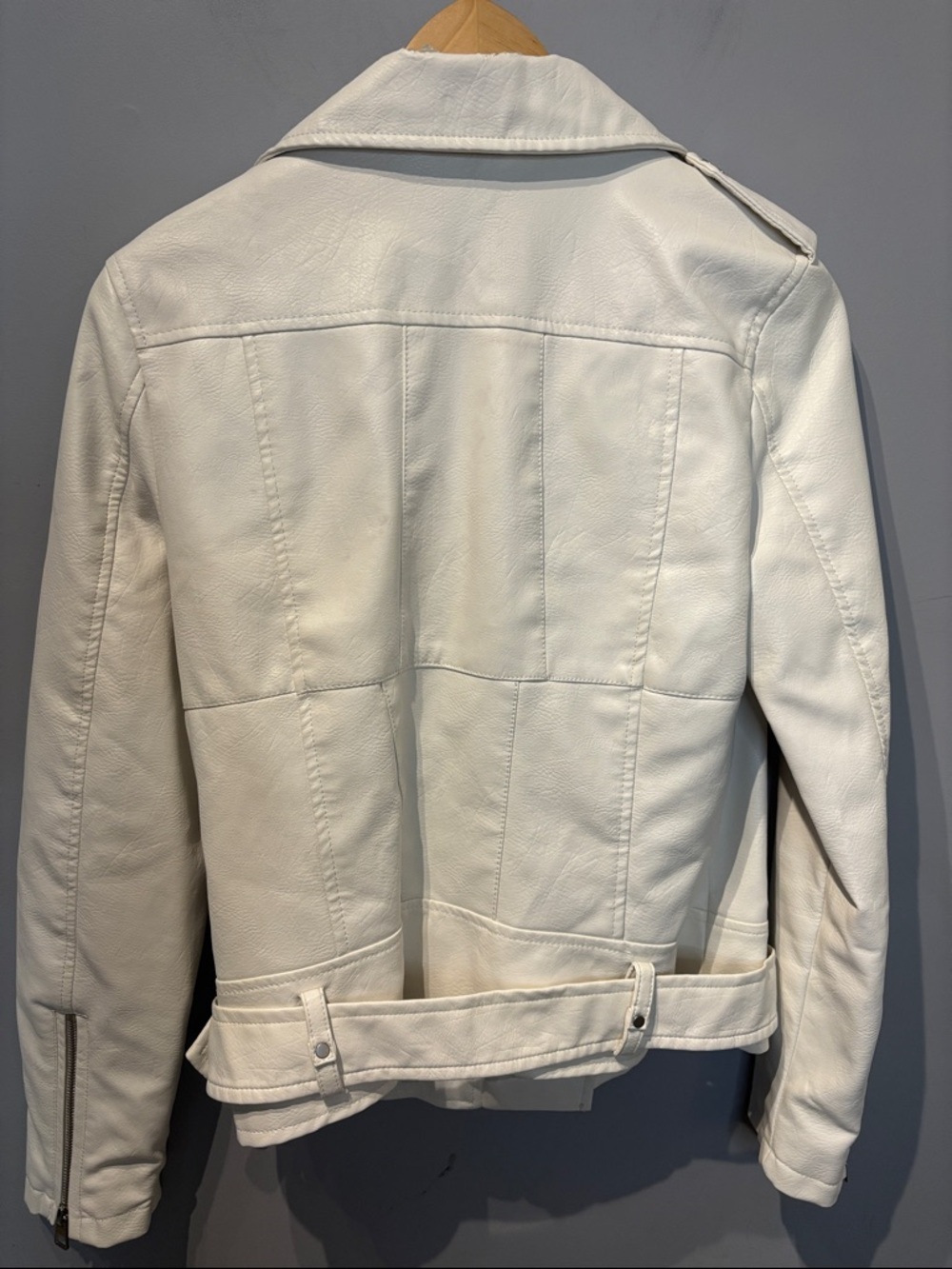 Vero Moda Vegan Leather White Moto Jacket - Picture 3 of 7